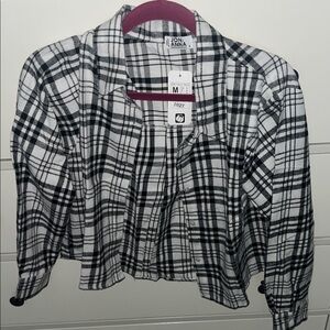 Jon & Anna Black and White Cropped Checkered Blazer